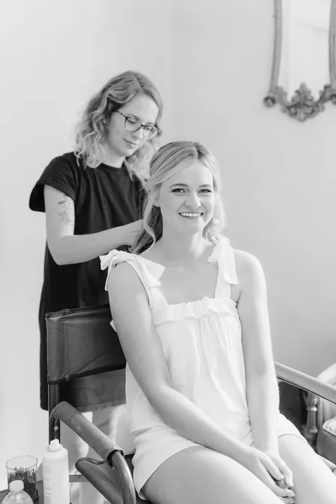 Stephanie, Wild Ivory bridal artist, at work