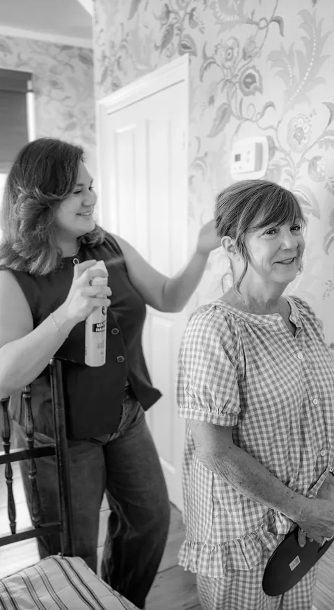 Chandler, Wild Ivory bridal artist, at work